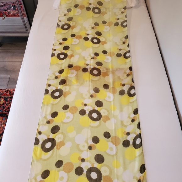 Selling Beautiful Green, Yellow, Creme, & White Circle Print Scarf/Fabric/Hijab - Picture 2 of 5